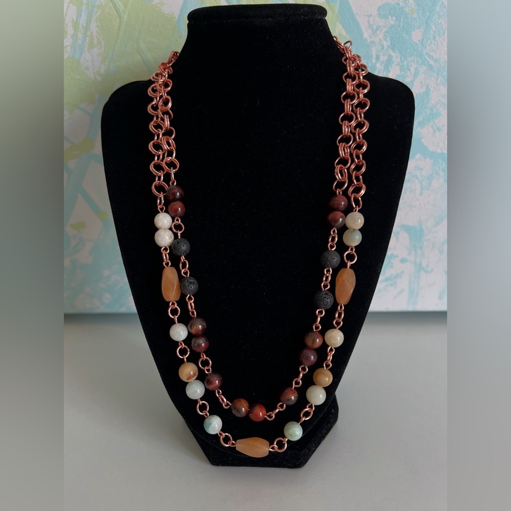 F is left “Chain” style, “Multi Amazonite” necklace in copper by JILpeaces